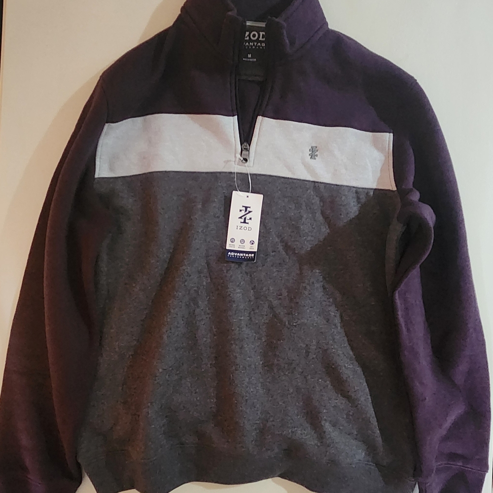 Men's IZOD Plum Perfect Purple and Gray Sweater Size Medium